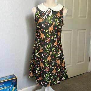 Peter Pan collar strawberry giraffe dress